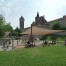 Rothenburg Spielplatz an der Stadtmauer mit Sonnensegel, Robinie und Eibe